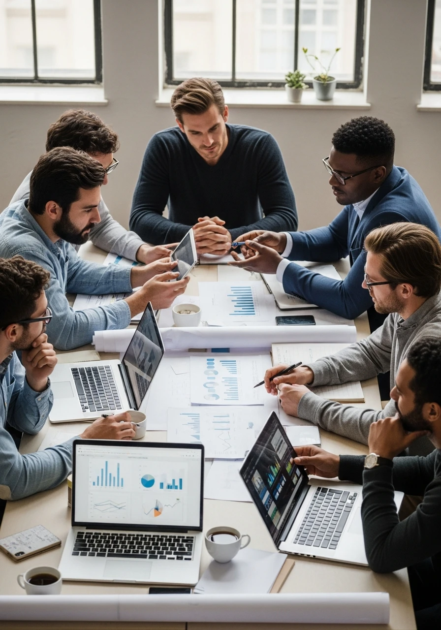 Professional team collaborating on business strategy